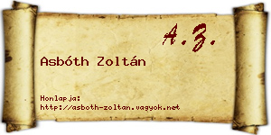 Asbóth Zoltán névjegykártya